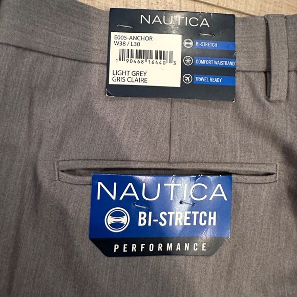 NAUTICA MENS LIGHT GREY DRESS PANTS BI STRETCH NEW 38X30 - Picture 10 of 10